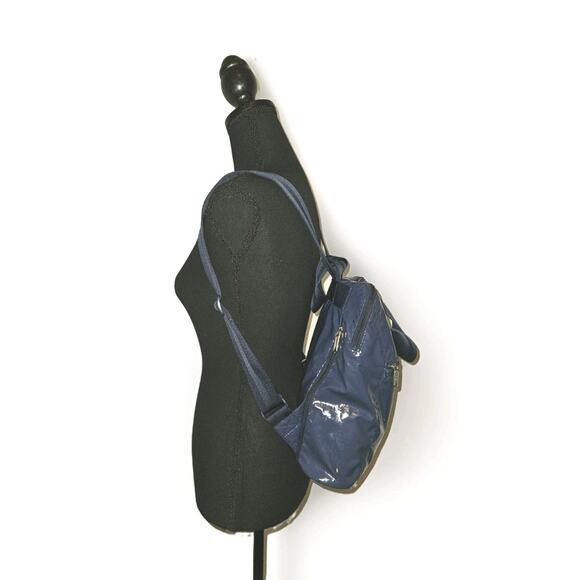LeSportsac Coated Nylon Backpack Blue 12x13x3.5 - Picture 3 of 12